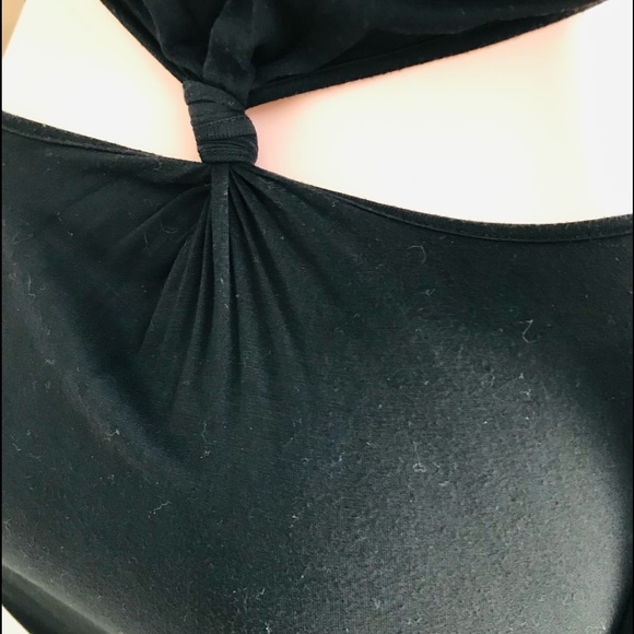 Chic Black CUT-OUT Midriff LBD BODYCON DRESS S/M - Picture 7 of 12